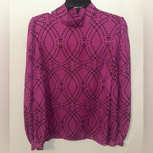 Eva Longoria Purple and Black Pattern Blouse